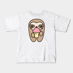 Cheerful three-finger sloth with ice cream Kids T-Shirt